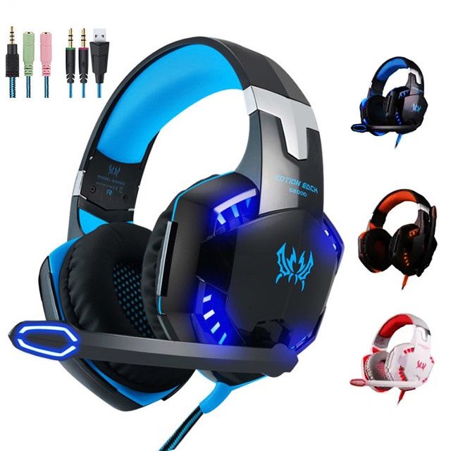 Fone de ouvido de jogos luminoso com fio com microfone sobre-orelha fones  de ouvido 7.1 surround sound pc ps4 ps5 3 opções eq jogo filme música